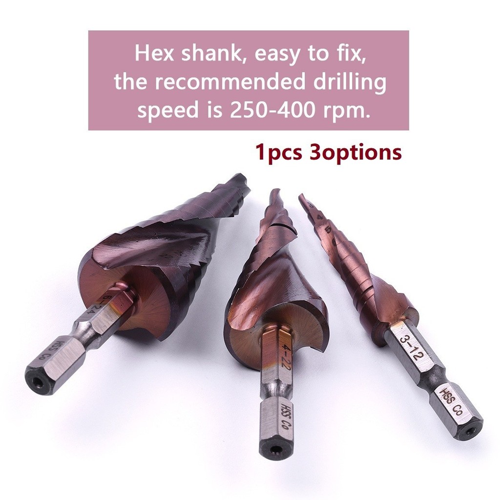 Lala_high คุณภาพสูง M35 5% Cobalt Step Drill Bit 3-12 4-22 6-24 HSS- HSS Cone เจาะโลหะ Bit