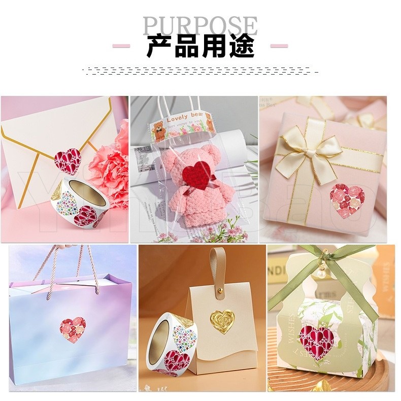 500ชิ้น/ม้วนรักสติกเกอร์วันวาเลนไทน์สติกเกอร์ซีลสีแดงเรืองแสงแววหัวใจของขวัญสติกเกอร์ตกแต่งเส้นผ่าศูนย์กลาง2.5ซม - รูปที่ 3