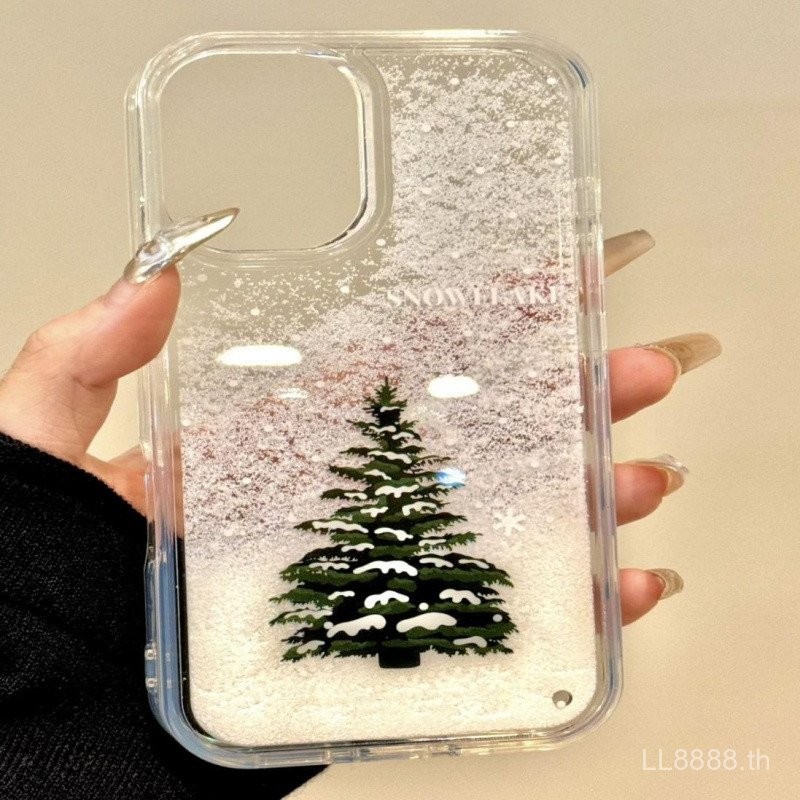 เคสมือถือสำหรับ iPhone แบบเรียบง่ายภาษาอังกฤษต้นคริสต์มาสทรายดูด16/15Promax/14รุ่นใหม่13/12/11Pro สร้างสรรค์พลัสเคสกันกระแทกขนาดใหญ่ที่หุ้มทั้งตัว aypt