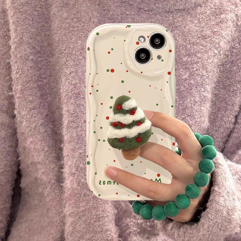 Simple Christmas Stand สร้อยข้อมือทาสีรวมทุกอย่าง Fall Proof IPhone สําหรับ 11/12/13Pro 7/8 Plus XSMAX IPhone14/15Promax 16 X/xs XR