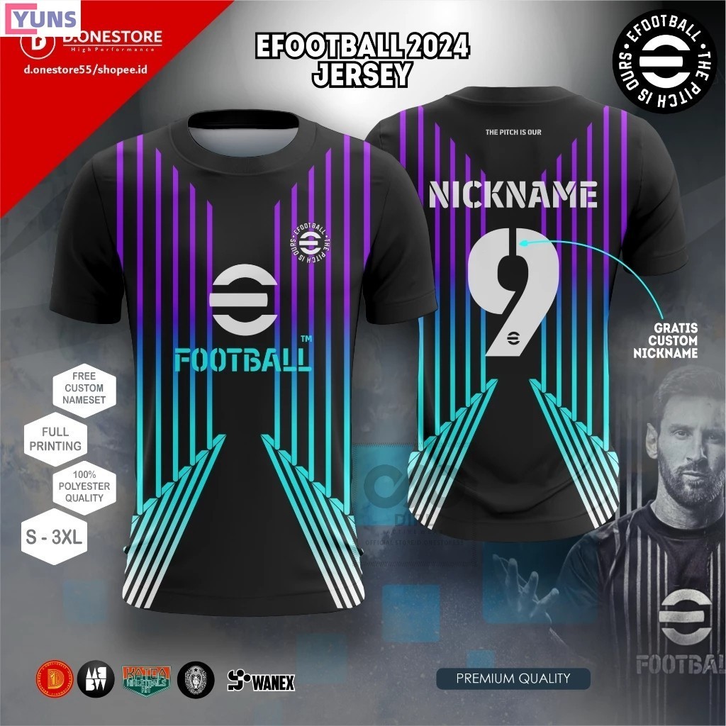 Yunsfree Custom ชื่อและตัวเลขJERSEY EFOOTBALL 2024 ESPORT FREE NICKNAME