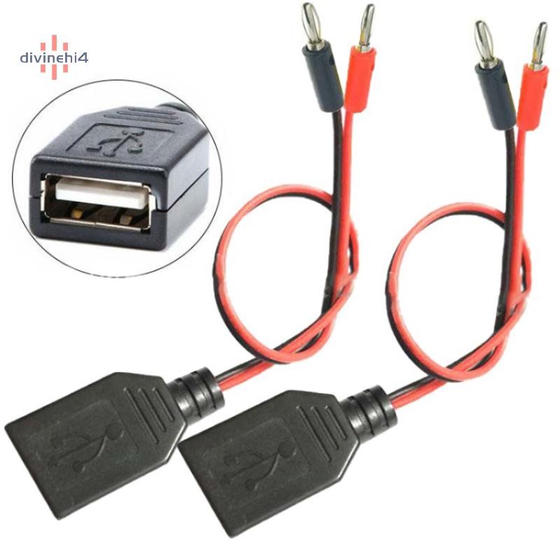 <divinehi4> USB Female to 4MM Banana Plug Test Lead สายชาร์จ USB Socket to Banana Plug