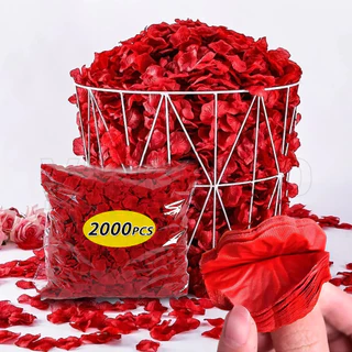 2000ชิ้นประดิษฐ์ปลอมกุหลาบกลีบที่มีสีสันจําลองผ้าไหมกลีบกุหลาบสําหรับวันวาเลนไทน์งานแต่งงานโรแมนติกตกแต่ง