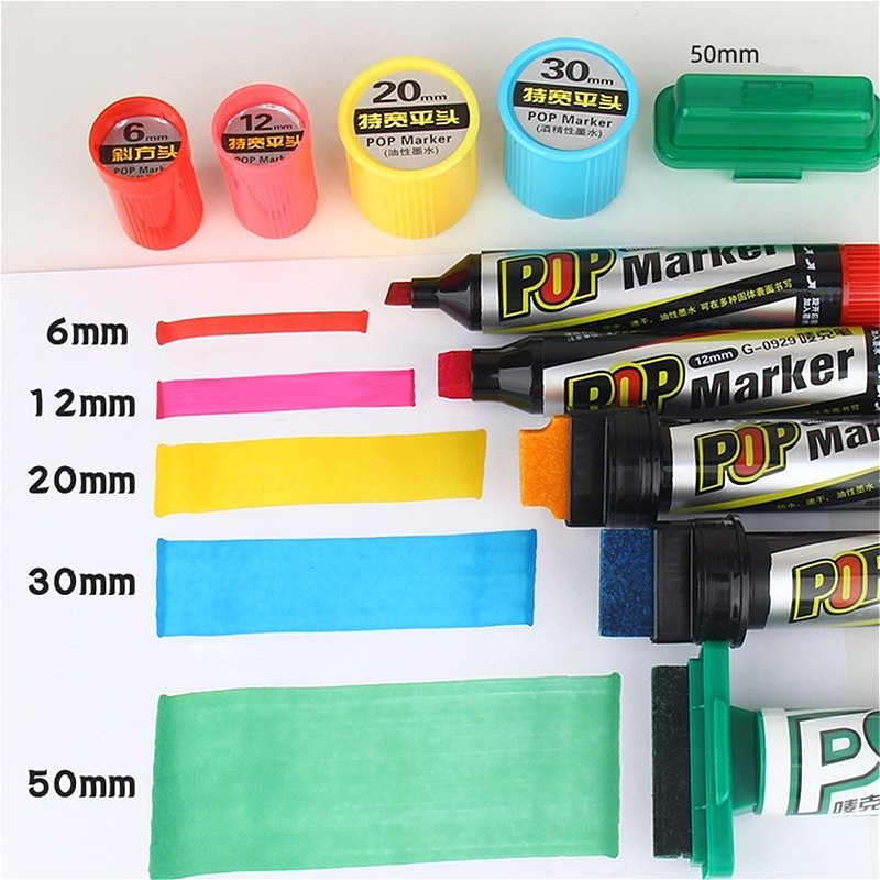 [ขนาดใหญ่พิเศษ] ปากกามาร์กเกอร์หัวกว้าง6/12/20/30mm ปากกามาร์กเกอร์สีโฆษณาโปสเตอร์ปากกาป๊อป