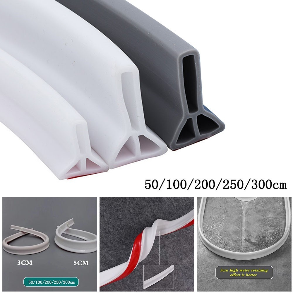 [ในสต็อก] 50-300 ซม.ยางซิลิโคนกั้นห้องอาบน้ําฝักบัวจุกน้ําห้องน้ําแถบกันน้ํา