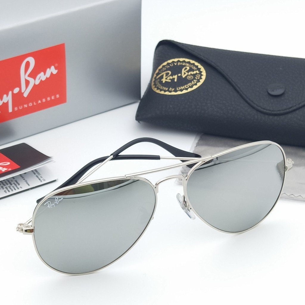 แว่นตากันแดด 3063 RB3025/3026 Silver Aviator แว่นตากันแดดโลหะสําหรับขับรถเลนส์แก้วสําหรับผู้หญิง/ผู้