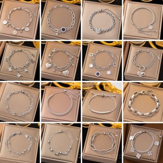 [คอลเลกชันสร้อยข้อมือเหล็ก] สร้อยข้อมือผู้หญิงสแตนเลสไม่ซีดจ…