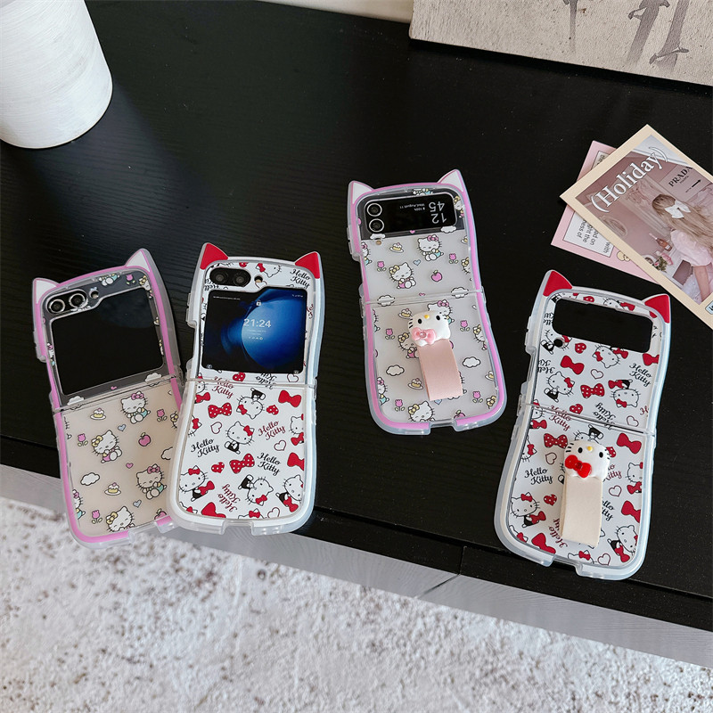 Bowknot Tulip HELLO KITTY Cat Casing เข้ากันได้กับ Xiaomi (MI) MIX Flip Folding Phone Back Cover