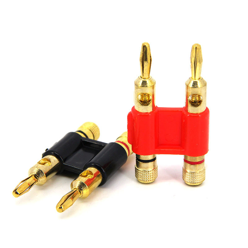 คู่แถว4มิลลิเมตรกล้วยเสียบเชื่อมต่อชุบทองลําโพงอะแดปเตอร์สองตําแหน่งเสียงลําโพงข้ามปลั๊กสีแดงสีดํา ท่า1 - รูปที่ 2