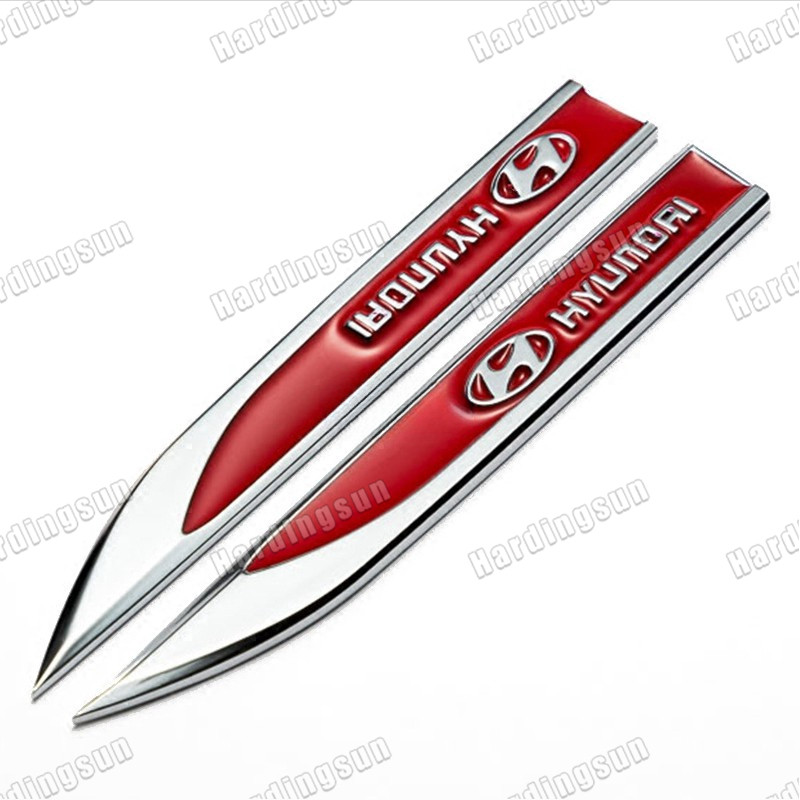 2 ชิ้นรถด้านข้าง Emblem Decal สติกเกอร์ใบมีดป้าย 3D สติกเกอร์โลหะ Trim ตกแต่งประตูรถอุปกรณ์เสริมภายน