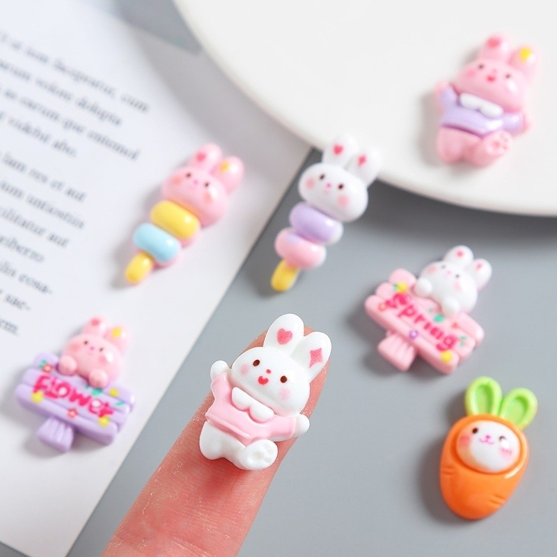 [100ในสต็อก] การ์ตูนสดใสฤดูใบไม้ผลิสีชมพูกระต่ายน่ารัก DIY เรซินแพทช์ครีมกาวทำเองเคสโทรศัพท์มือถือเครื่องประดับศีรษะอุปกรณ์เสริม