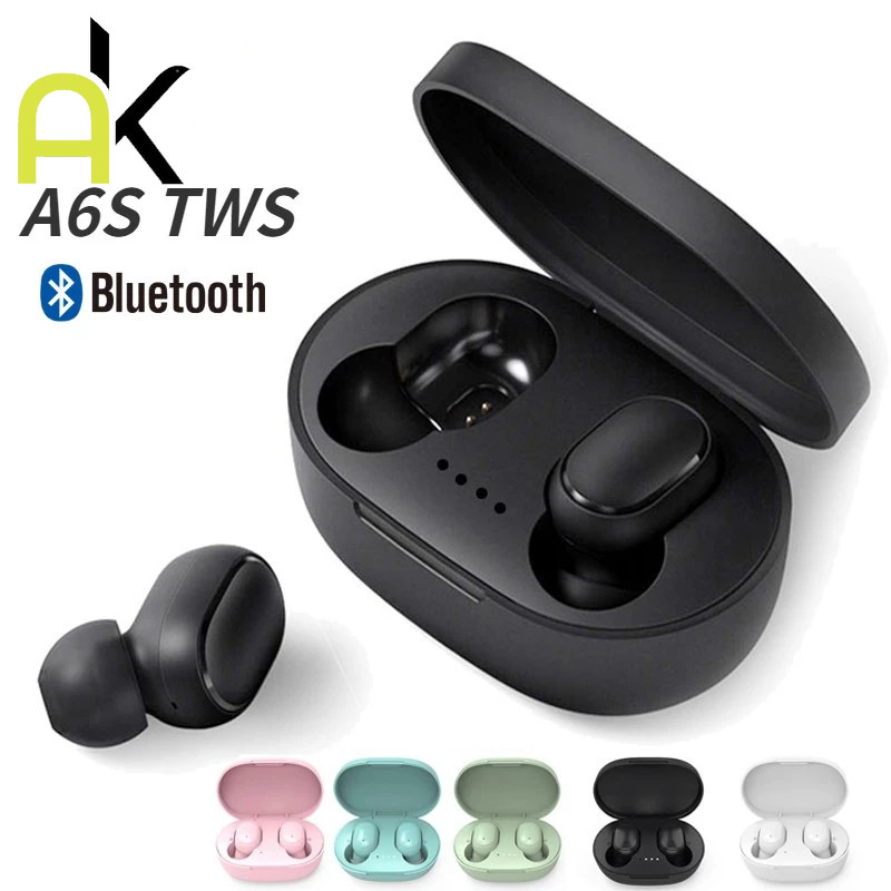 AK หูฟังไร้สายบลูทู ธ A6S TWS Bluetooth 5.0 หูฟังสำหรับเล่นเกมสเตอริโอ LED กันน้ํา สําหรับเล่นกีฬา