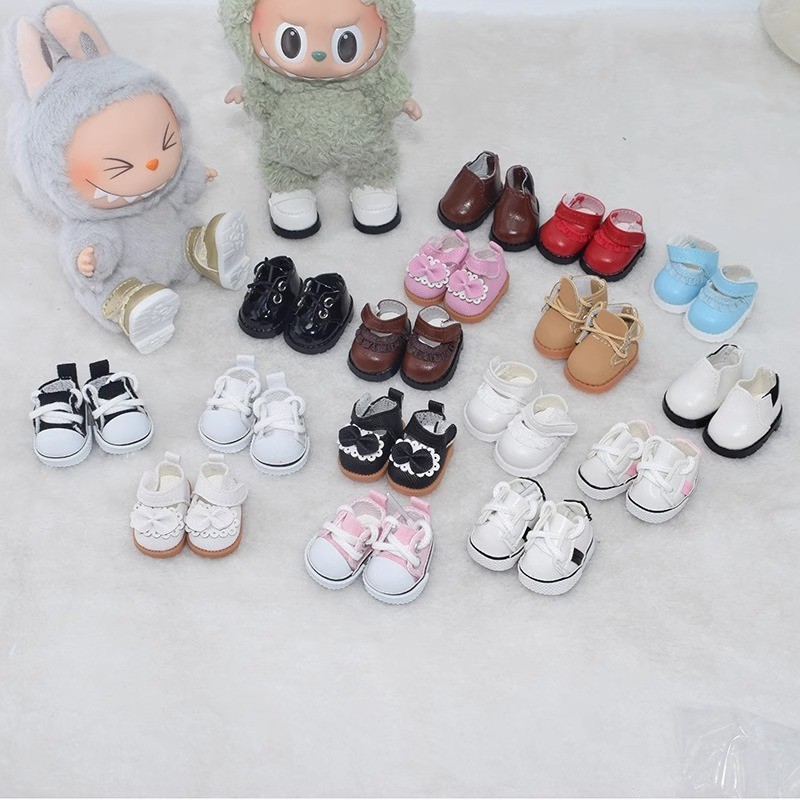 FYG จี้ตุ๊กตา Macaron Labubu สําหรับ 17 ซม. รองเท้าหนัง/รองเท้าผ้าใบ/รองเท้าลําลอง Series Labubu Ropa ชุดอุปกรณ์เสริม