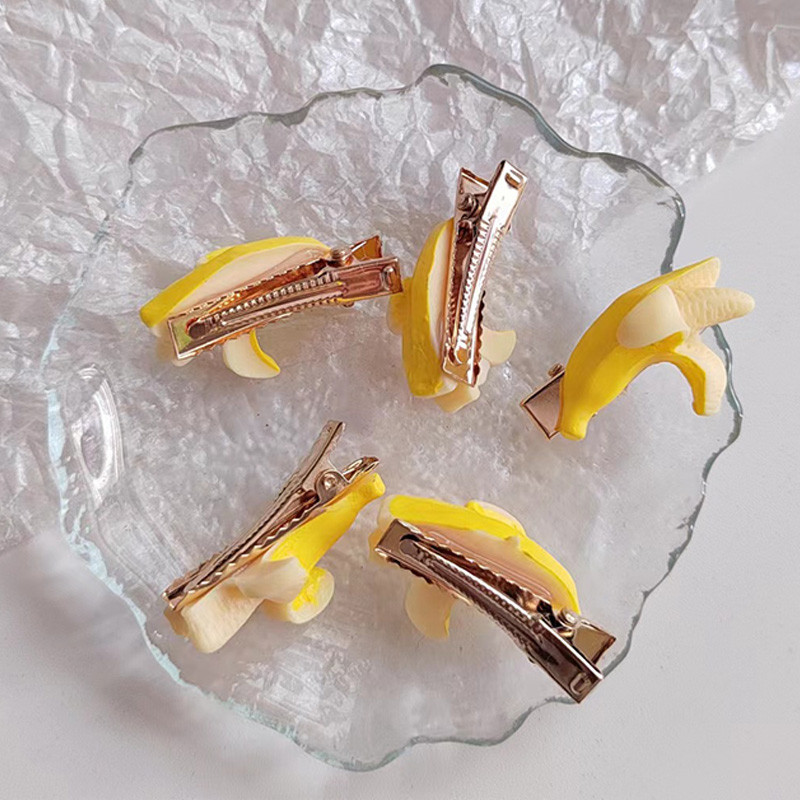 ในไทย✨น่ารักเลียนแบบกล้วยกิ๊บตลกผลไม้ด้านข้างเครื่องประดับผมหญิงคลิปปากเป็ดCOD