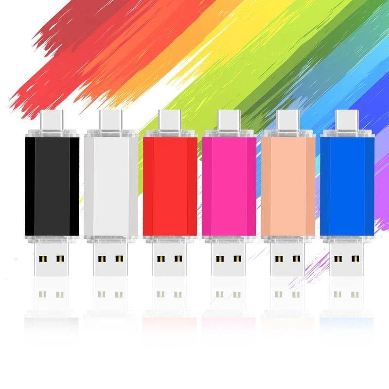 ดิสก์หน่วยความจํากระพริบ USB สีความเร็วสูงสไตล์ใหม่ C-Type จี้โลหะสองในหนึ่งเดียว OTG Stylus แฟลชไดรฟ์แบบพกพาที่กําหนดเองชื่อเลเซอร์ตัวอักษรโลโก้ขายส่ง