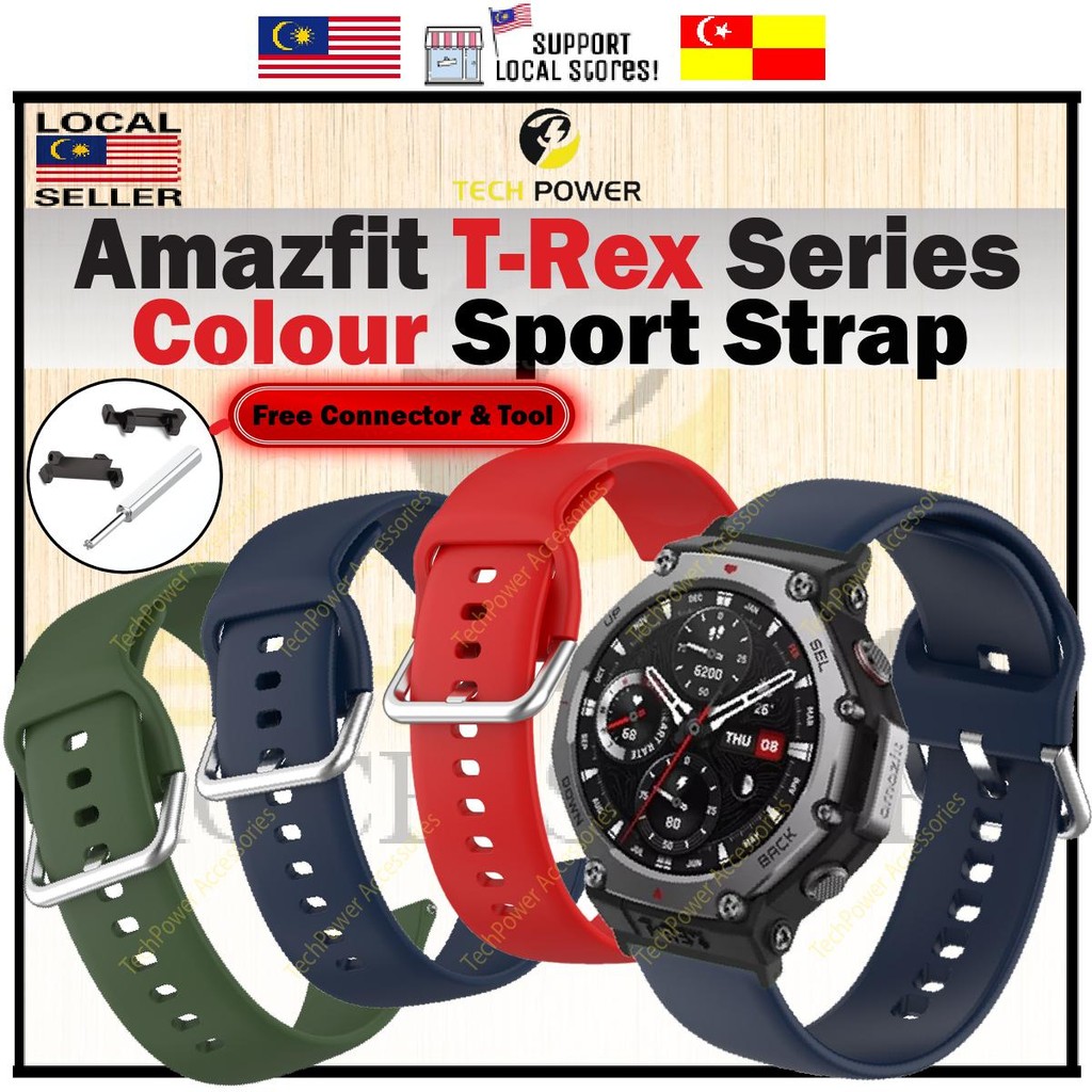 Amazfit T-Rex 3 / Amazfit T-Rex 2 สายซิลิโคนสีสไตล์สปอร์ต 22 มม.,Tali Jam Amazfit T-Rex3 / Amazfit T