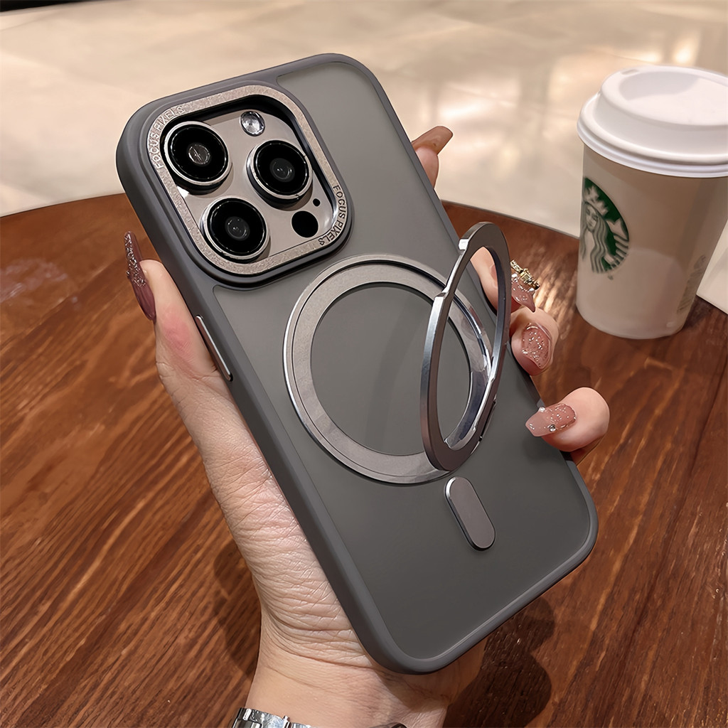 360 หมุนวงเล็บพับเคสโทรศัพท์แม่เหล็กสําหรับ ไอโฟน 16 มือโปร สูงสุด 11 12 13 14 15 มือโปร สูงสุด บวก เคลือบปลอกกันกระแทกปก - รูปที่ 6