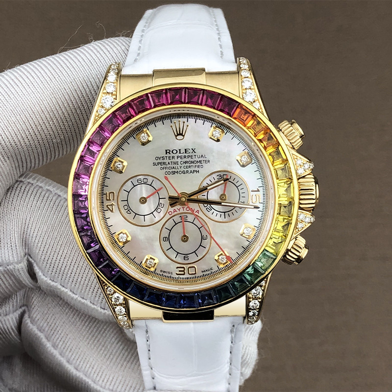 Rolex Rolex Daytona Series Rainbow Circle Diamond Scale รุ่นยอดนิยม นาฬิกาผู้ชายกลไกอัตโนมัติ