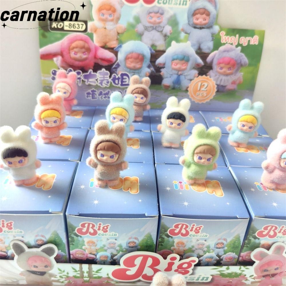 Carnation 12 ชิ้น Crybaby Box, Dora Big Cousin The Elephant Series Mini Jewelry, Cute The Powerpuff Girls Flocking Labubu Pop Beans