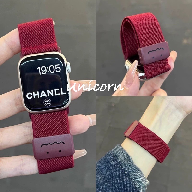 น่ารัก Scrunchie Magnetic Buckle BAND สายไนลอนสําหรับ Iwatch Apple Watch SE 2 Series 10 42 มม.46 มม.9 8 7 6 SE 5 4 41 มม.40 มม.49 มม.45 มม.