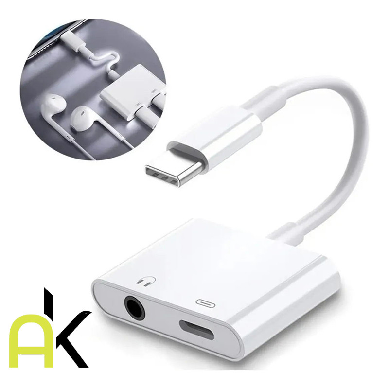 AK หางหนู Type C to Audio 3.5mm / USB C ตัวแปลงหูฟัง สายแปลงหูฟัง 3.5 mm แปลงชาร์จและต่อหูฟัง ได้พร้อมกัน