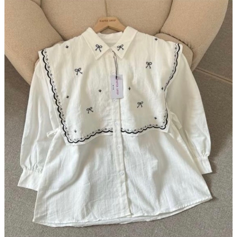 T&XFashion เสื้อ Eid ล่าสุด / SABINA LINEN EMBROIDERY อินเทรนด์ / เสื้อลําลอง / เด็กผู้หญิง