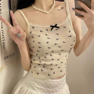 YY70 เสื้อสายเดี่ยว ดีเทลสายลูกไม้ยืดได้ เสื้อฟรีไซส์มีฟองน้ำในตัว