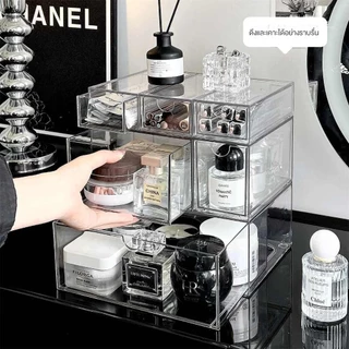 DIY ฟรีรวมกันโปร่งใส Palace ตารางเดสก์ท็อปกล่องเก็บลิ้นชักกล่องเก็บฝุ่นหอพักนักเรียนเครื่องสำอางกล่องเก็บเครื่องประดับ