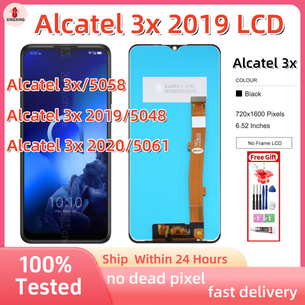 100% ทดสอบสําหรับAlcatel 3x 2019 2020 จอแสดงผลLCD Touch Panel Screen Digitizer 5058 5048U 5048Y 5048