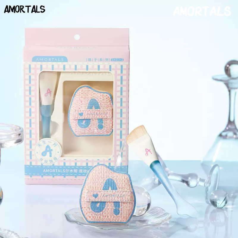 AMORTALS Foundation Make-Up Brush Fishtail Thin Arc Light And Thin Fit No Trace No Powder Flat Head No Trace Ultra-Thin Foundation แปรงแต่งหน้าเครื่องมือแต่งหน้า