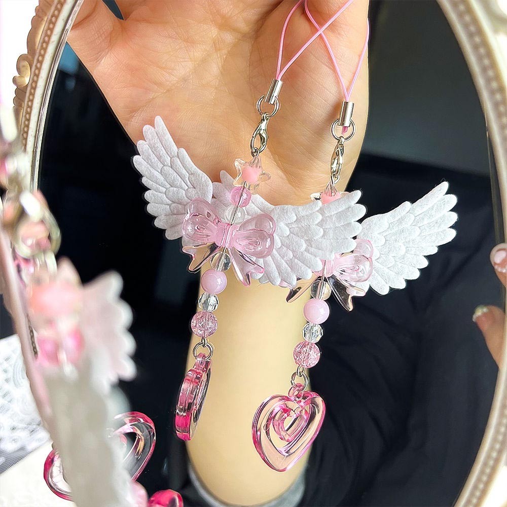 Y2K Heart Bowknot Keychain Wings Sweet Simple Bag Hanging Accessories