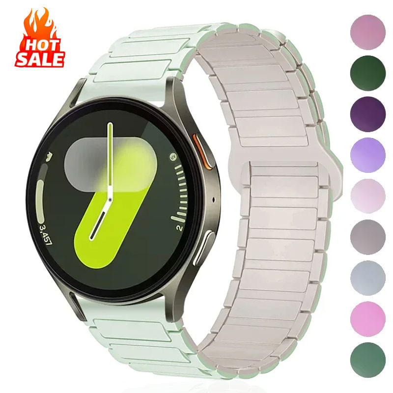 สําหรับ Samsung Galaxy Watch 7 6 5 4 5Pro 6Classic สร้อยข้อมือสําหรับ Huawei GT5 Pro 46 มม.4Pro Soft Band 20 มม.22 มม.สายคล้องคอซิลิโคนแม่เหล็ก