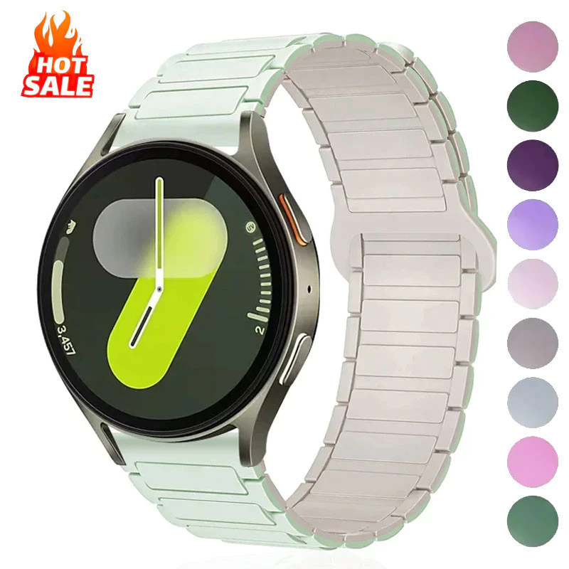 สําหรับ Samsung Galaxy Watch 7 6 5 4 5Pro 6Classic สร้อยข้อมือสําหรับ Huawei GT5 Pro 46 มม.4Pro Soft Band 20 มม.22 มม.สายคล้องคอซิลิโคนแม่เหล็ก