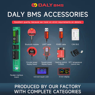 DALY BMS อุปกรณ์เสริมหน้าจอสัมผัส RS485 CAN BUS สวิทช์จอแสดงผล buzzer 4.3LCD 3LCD RJ45 สาย