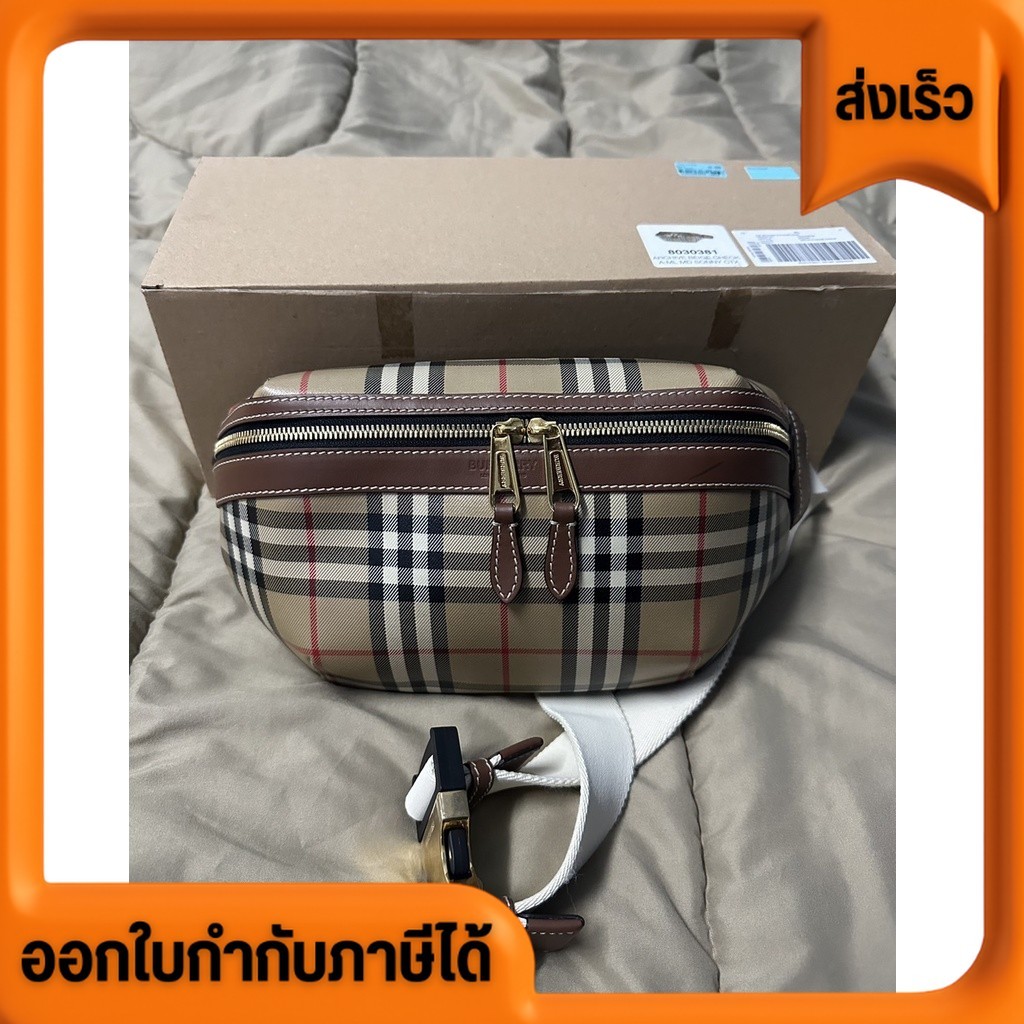 N กระเป๋า สะพายข้างCrossbody Burberry กล่อง+ใบเสร็จ ครบ พ่อค้าซื้อจาก King Power ขนาดกว้าง8นิ้ว ยาว1