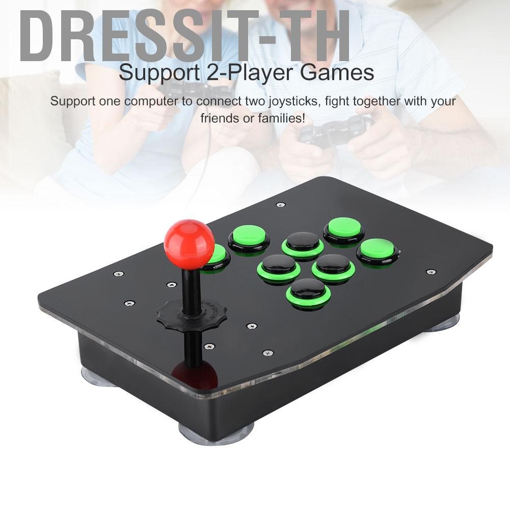 Dressit-th USB Arcade Fighting Joy Stick Controller Fight Stick Game Console ไม่ล่าช้าสำหรับเกมคอมพิ