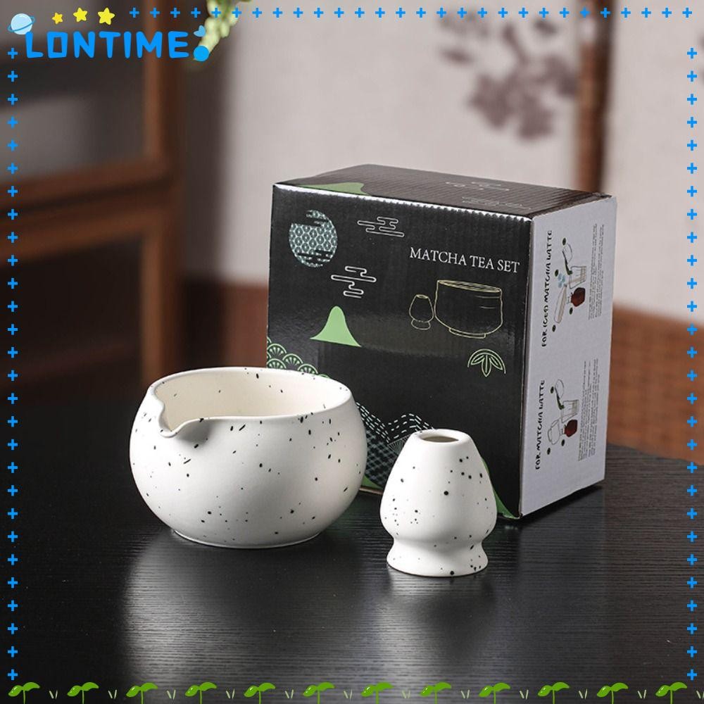 LONTIME Matcha Whisk Holder, Ceramic Smooth Matcha Bowl, with Ste Spout Reusable Japanese Tea Set Tea Lovers