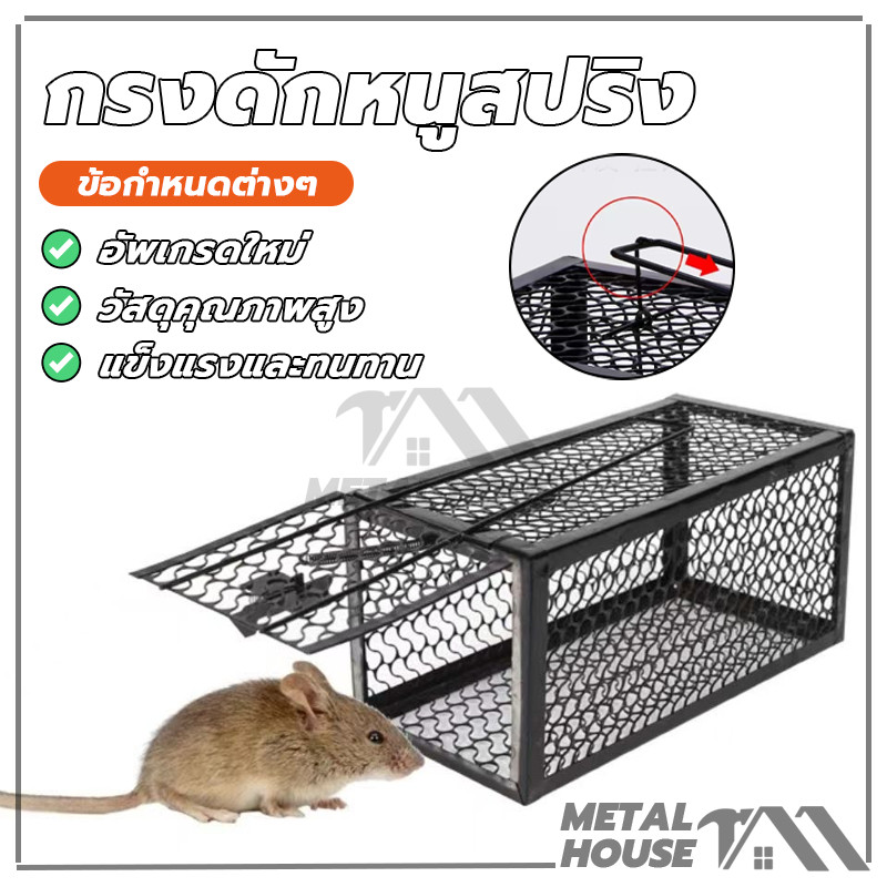 กรงดักหนู กรงดักหนูนา กรงดักหนูสปริง กรงดักหนูแบบมีโครง กรงดักหนูสปริงคู่ ขนาดเล็ก กลาง ใหญ่ 1ชิ้น