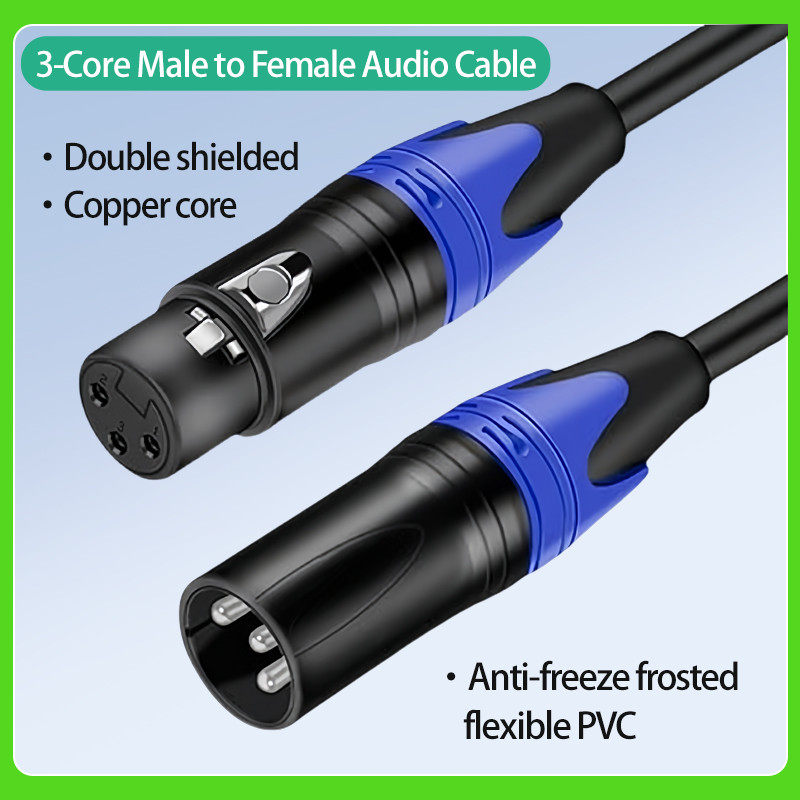 1.0M/1.5m/3m/5mXLR, สายไมโครโฟน, XLR ชายกับหญิง Balanced สายไมโครโฟน 3 ขา, 3 เท้าสั้นสายไมค์ออกซิเจนฟรีทองแดง (OFC)