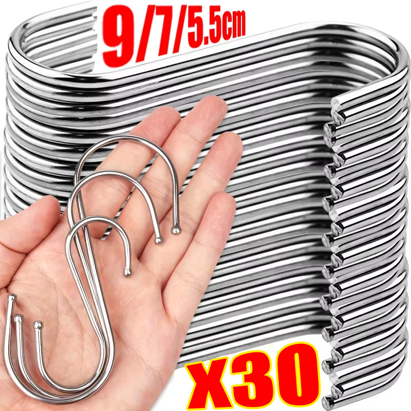 ตะขอ ส สแตนเลสพรีเมี่ยม - 9/7/5.5 ซม. ตะขอสําหรับงานหนักที่มีพื้นผิวเรียบออกแบบไม่ขูดสําหรับผนัง/องค์กรตู้เสื้อผ้า