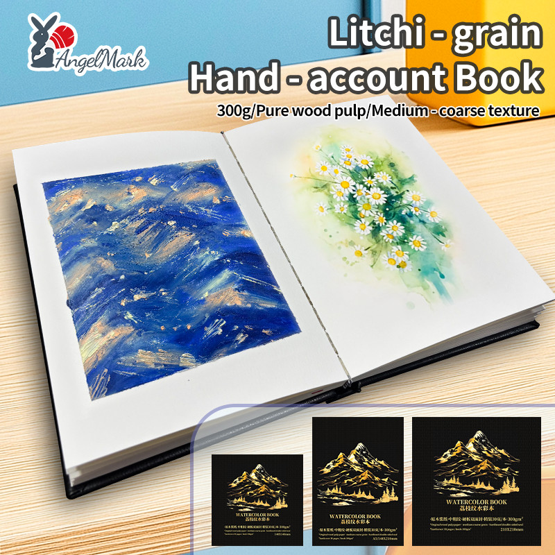 AngelMark หนังสือสีน้ําเม็ดหยาบขนาดกลาง 30 หน้า 300gms กระดาษสําหรับศิลปินนักเรียนวาด