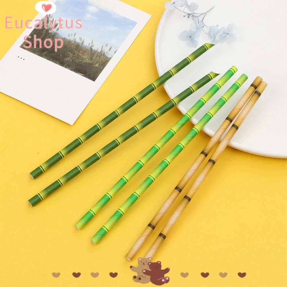EUCALYTUS1 25 ชิ้นหลอดไม้ไผ่เป็นมิตรกับสิ่งแวดล้อมตกแต่งงานแต่งงานหลอดดื่ม