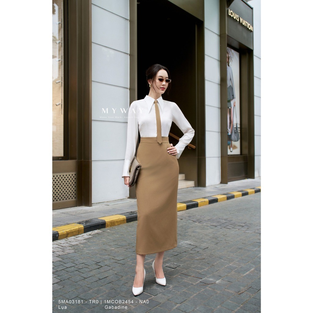 MY WAY Office Slim เสื้อและกระโปรงชุดหรูหราเยอรมันคอปกแขนยาว 5MA03181W - TR0 1MCOB2454w - NA0 DB