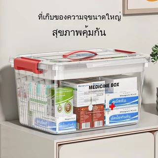 ME กล่องใส่ยา ประสงค์พกพา แบบใส ปฐมพยาบาล ความจุสูงกล่องพลาสติกใส กล่องยาฉุกเฉินพกพาสำหรับใช้ที่บ้าน ทางการแพทย์