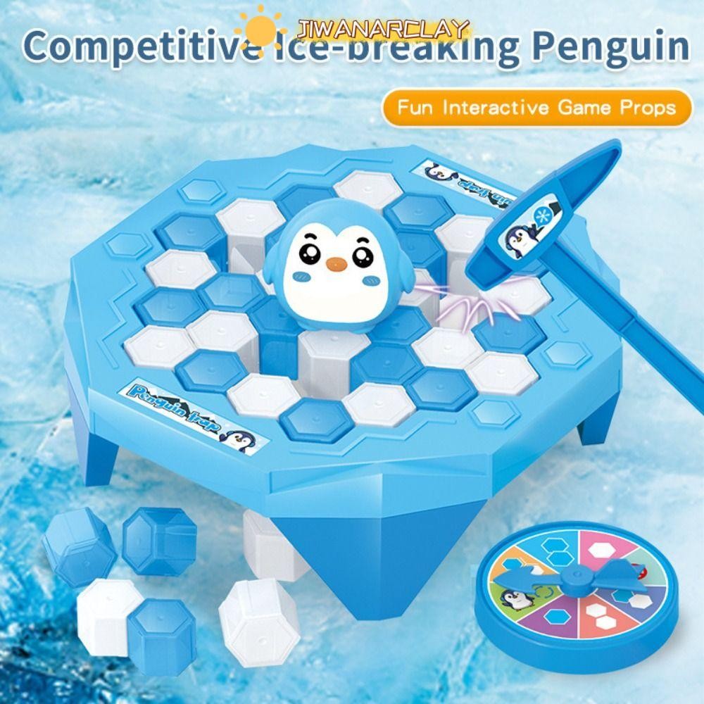 JIWANARCLAY Penguin Ice Breaking Game, Brain Training Board Knocking on Ice Toys, Funny with Turntab