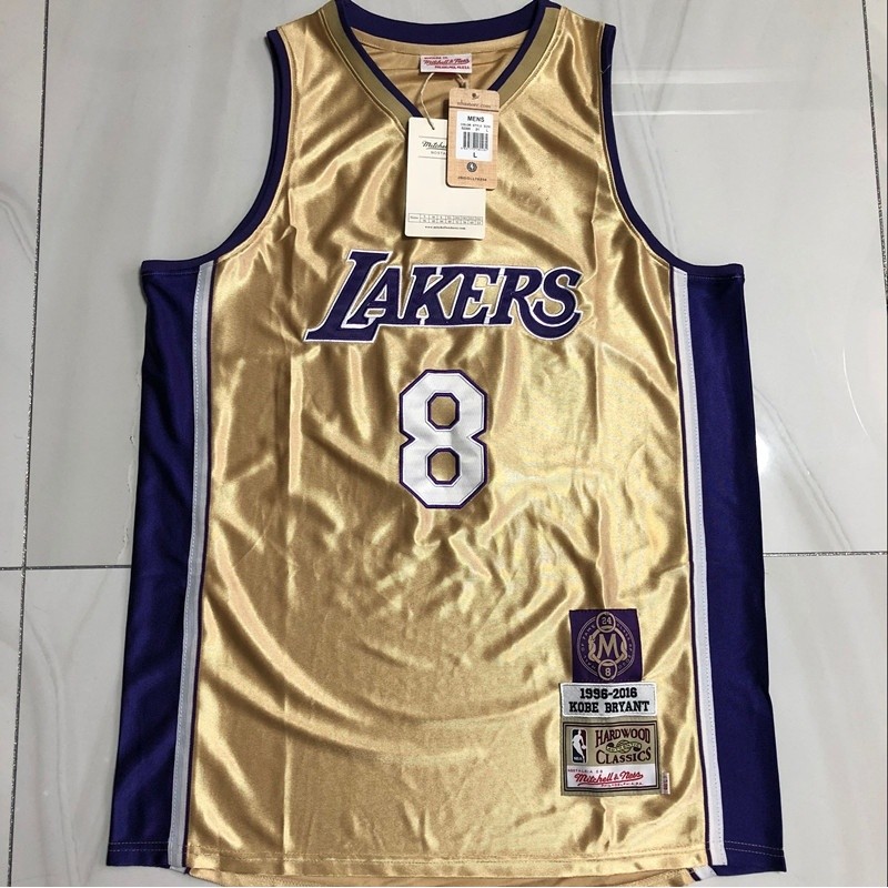 Mens Los Angeles Lakers Jersey No.8 Kobe Bryant Golden Basketball Jersey