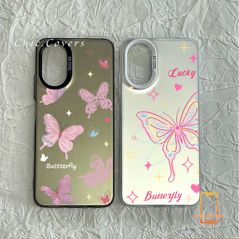 สำหรับ OPPO A18 A38 A15 A15s A60 A35 A17 A17K A79 5Gผีเสื้อสีชมพู OPPOA57(4G) A77 A77S(4G)