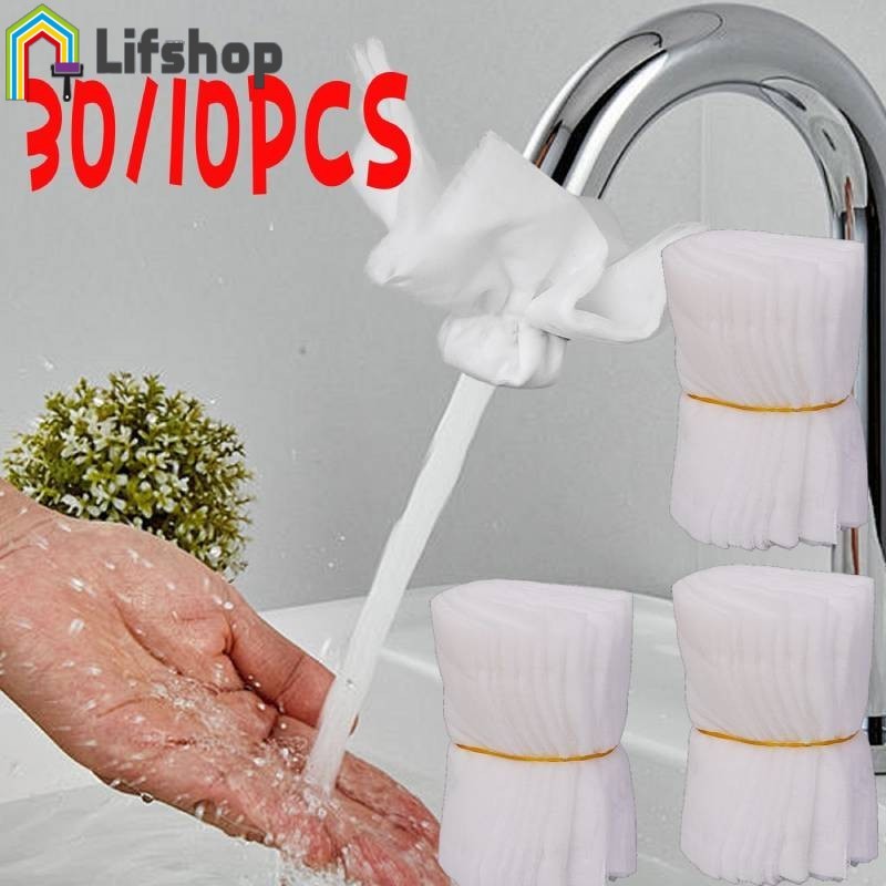 Universal Washable Faucet Filter Cotton 10/30 ชิ้น - เครื่องกรองน้ําห้องครัวห้องน้ํา, ขจัดสนิม/ตะกอน, 10x10.5 ซม. แผ่นสําลีป้องกันน้ํากระเซ็นแบบใช้ซ้ําได้