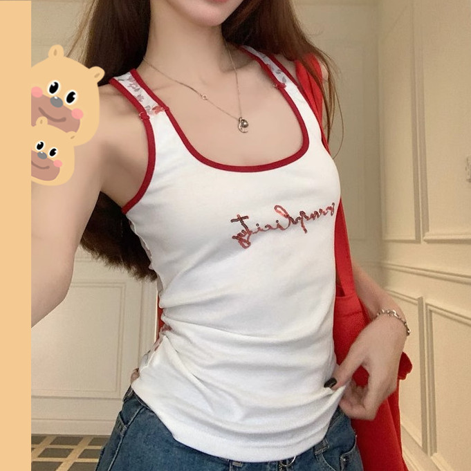 🎀bearbra🎀เสื้อครอปสายเดี่ยว เสื้อกล้ามแฟชั่น ทรงเป๊ะสวย ฟองน้ำในตัว พร้อมส่ง สายเดี่ยวลูกไม้ ดีเทลสายลูกไม้ยืดได้ กระดุมหน้าติดได้จริง