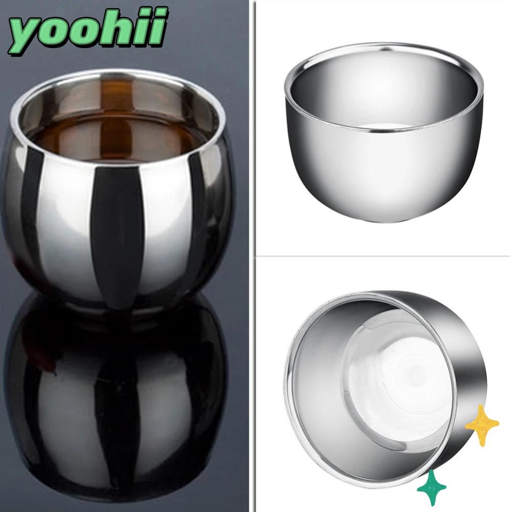 YOOHII ถ้วยสแตนเลส, ถ้วยกาแฟเอสเปรสโซเรียบข้น, ถ้วยเบียร์สองชั้น 100/150 ML